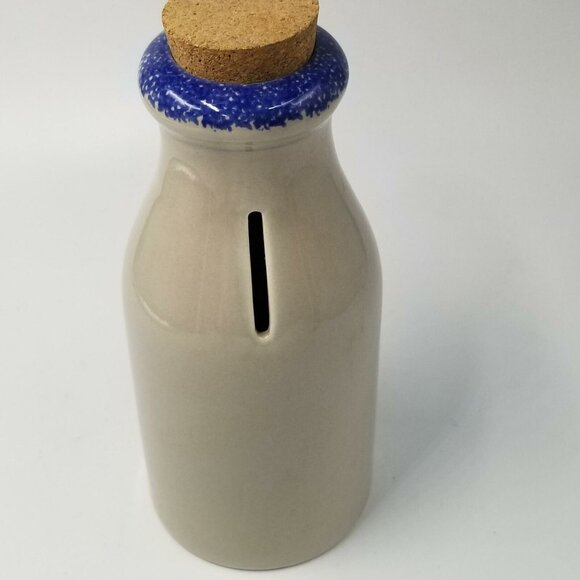 BBP Beaumont Brothers Salt Glazed Pottery 10.5" Popcorn Bowl Milk Bottle Bank - Picture 6 of 7
